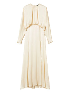 Twinset Gathered Bodice Satin Dress — Red/ Cream — Size XS — Front View