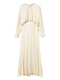 Twinset Gathered Bodice Satin Dress — Red/ Cream — Size XS — Front View