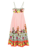 Alemais Floral Print A Line Dress — Pink — Size XS — Front View