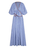Johanna Ortiz Endless Spring Midi Dress — Blue/ Red — Size XS — Front View