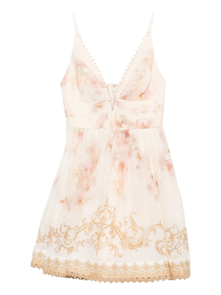 Zimmermann Hypnotic Trimmed Mini Dress — Cream — Size XS — Front View