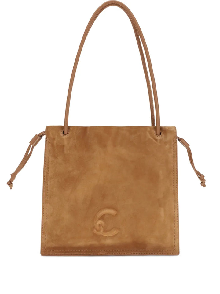 Coccinelle Embossed Logo Suede Shoulder Bag — Same as shown — Size One Size — Front View