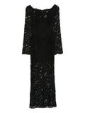 Manuri Lace Embellished Boat Neck Maxi Dress — Black — Size XS — Front View