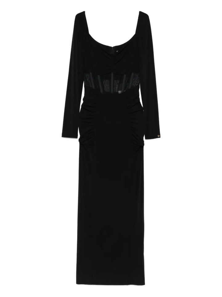 Nissa Long Sleeve Midi Dress — Black/ Red — Size S — Front View