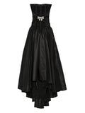 Nissa Bow Embellished Maxi Dress — Black/ Red — Size XS — Front View