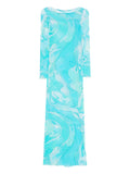 Pucci Orchidee Print Maxi Dress — Blue — Size XS — Front View