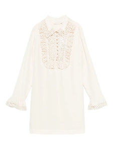 Zimmermann Ruffle Trim Mini Dress — White/ Gold — Size XS — Front View