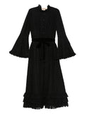 Valentino Garavani Ruffled Bell Sleeve Dress — Black — Size XS — Front View