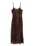 31 Phillip Lim Fringe Sequin Dress — Brown — Size M — Front View