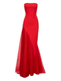 Vpm Atelier Strapless Fishtail Dress — Red — Size XS — Front View