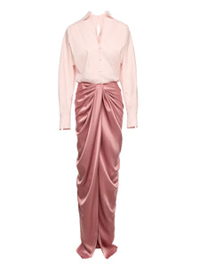 Vpm Atelier Corynna Draped Satin Panel Maxi Dress — Pink — Size XS — Front View