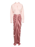 Vpm Atelier Corynna Draped Satin Panel Maxi Dress — Pink — Size XS — Front View