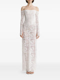 2310 Studio Lace Corset Off Shoulder Maxi Dress — White — Size S — Front View