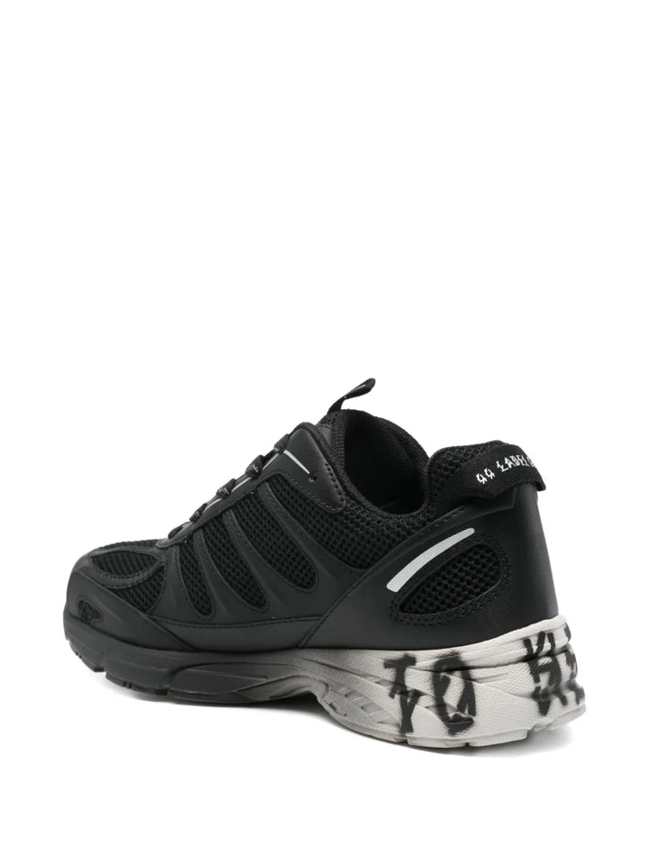 44 Label Group Panelled Sneakers — Black — Size US M 3.5 - US W 5 — Back View
