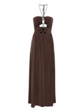 Bash Jea Midi Dress — Brown — Size XS — Front View