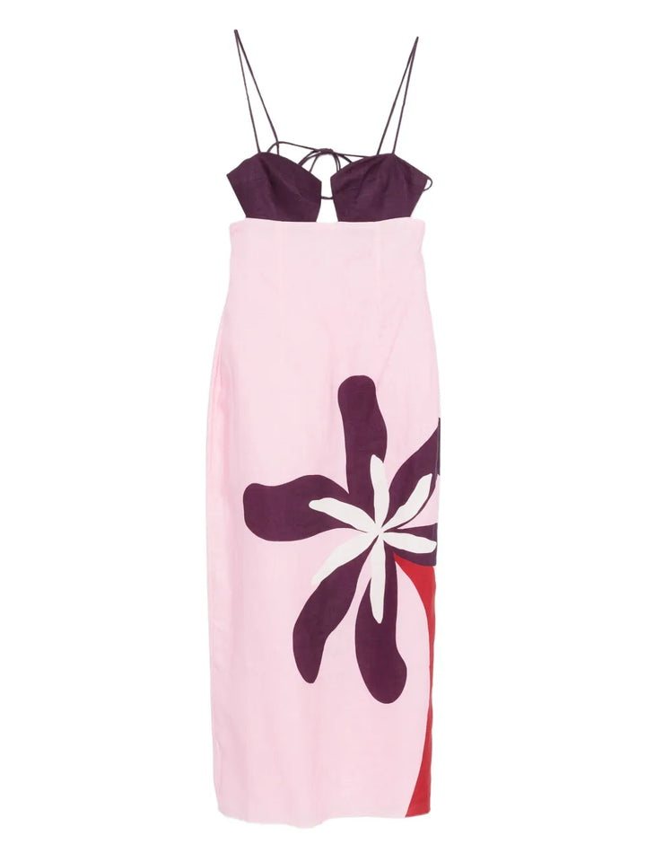 Cala De La Cruz Firenze Floral Dress — Pink — Size XS — Front View