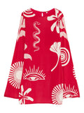 Cala De La Cruz Misha Long Sleeved Mini Dress — Red — Size XS — Front View