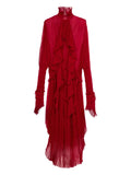 Blumarine Ruffled Maxi Dress — Red — Size XS — Front View