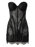 Moos Studio Noir Spell Lace Mini Dress — Black — Size XS — Front View