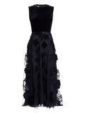 Elie Saab Floral Sleeveless Maxi Dress — Black — Size XS — Front View