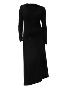 Viveh Nashira Draped Design Midi Dress — Black — Size XS — Front View