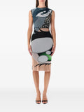 Ottolinger Graphic Print Mesh Mini Dress — Grey — Size XS — Front View