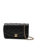 Chanel Pre Owned 1991 Diana Medium Black Lambskin Diana Stripe Classic Flap Shoulder Bag — Same as shown — Size One Size — Front View