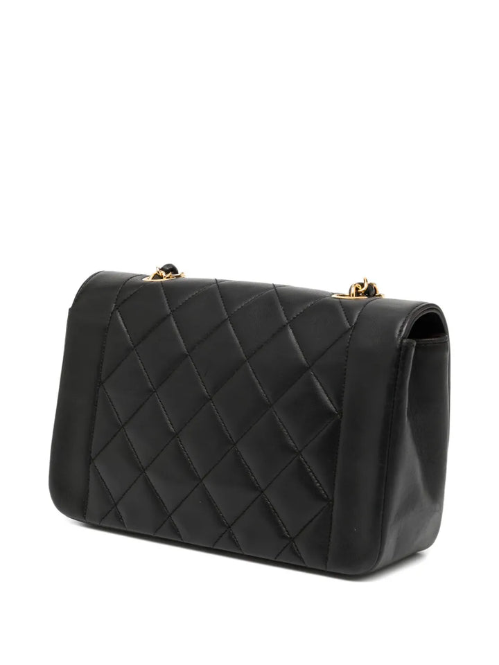 Chanel Pre Owned 1991 Diana Medium Black Lambskin Diana Stripe Classic Flap Shoulder Bag — Same as shown — Size One Size — Back View