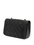 Chanel Pre Owned 1991 Diana Medium Black Lambskin Diana Stripe Classic Flap Shoulder Bag — Same as shown — Size One Size — Back View