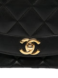 Chanel Pre Owned 1991 Diana Medium Black Lambskin Diana Stripe Classic Flap Shoulder Bag — Same as shown — Size One Size — Top View