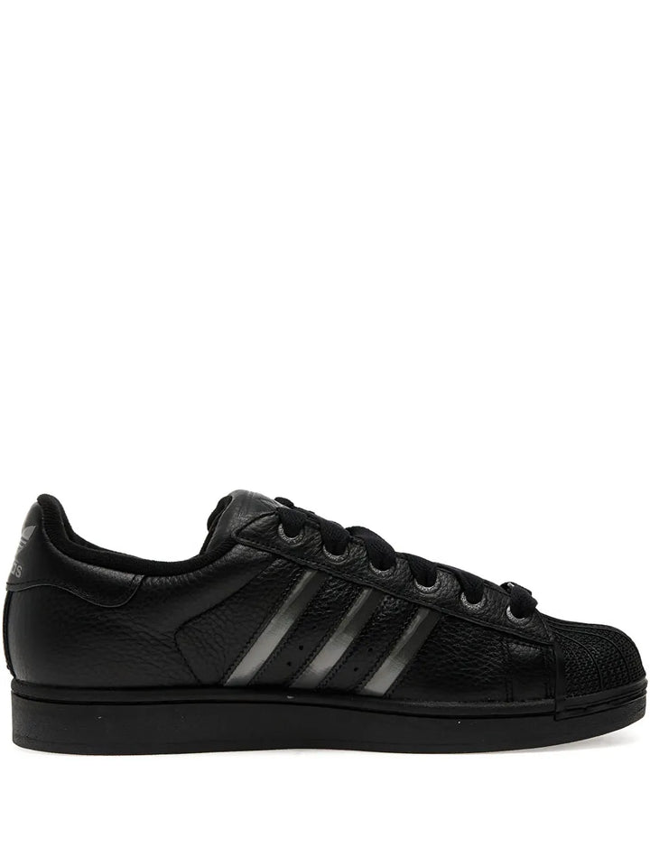 adidas Superstar Ii Shell-Toe Three-Stripe Sneakers — Black — Size US M 4 - US W 5.5 — Front View