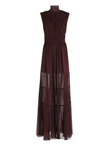 Ulla Johnson High Neck Maxi Dress — Brown — Size XS — Front View