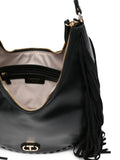 Twinset Fringe Detail Leather Shoulder Bag — Same as shown — Size One Size — Detail View