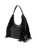 Twinset Fringe Detail Leather Shoulder Bag — Same as shown — Size One Size — Back View