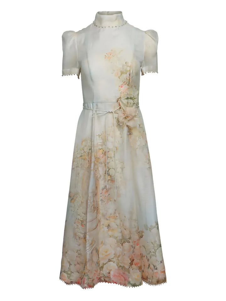Zimmermann Memento Floral Print Midi Dress — White — Size XS — Front View