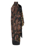 Dries Van Noten Patchwork Asymmetric Maxi Dress — Black — Size XS — Front View