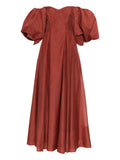 Aje Jardin Puff Sleeve Gown — Brown — Size XS — Front View