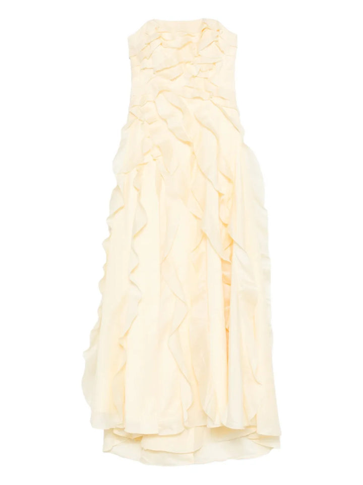 Aje Allairie Ruffled Gown — Red/ Yellow — Size XS — Front View