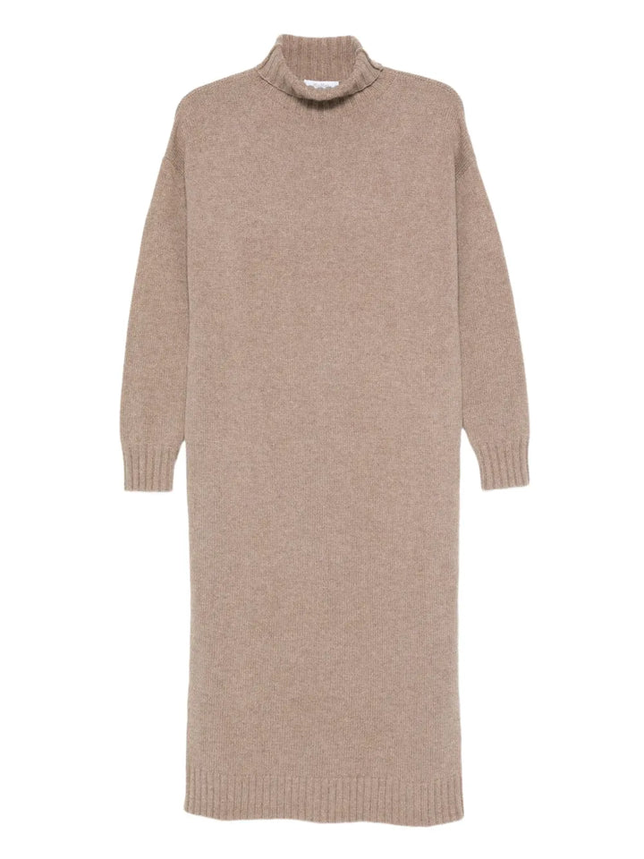 Max Mara Summer Cashmere Midi Dress — Brown — Size XS — Front View