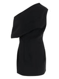 Jacquemus Pesce Draped One Shoulder Mini Dress — Black — Size XS — Front View