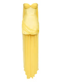 Post Meridiem Corset Train Mini Dress — Yellow — Size XS — Front View