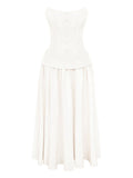 Post Meridiem Serment Buttoned Corset Maxi Dress — White — Size S — Front View