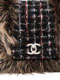 Chanel Pre Owned Classic Flap Faux Fur Tweed Shoulder Bag — Same as shown — Size One Size — Top View