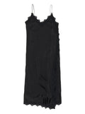 Bimba Y Lola Lace Trimmed Slip Midi Dress — Black/ Red — Size XS — Front View