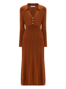 Twinset Button Ribbed Midi Dress — Same as shown — Size S — Front View