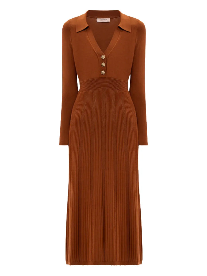 Twinset Button Ribbed Midi Dress — Same as shown — Size S — Front View