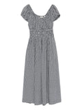 Doen Quinley Midi Dress — Blue/ Red — Size S — Front View