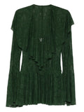 Norma Kamali Ruffle Long Sleeve Mini Dress — Red/ Green — Size XS — Front View