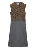 Prada Fur Collar Wool Dress — Grey — Size XS — Front View