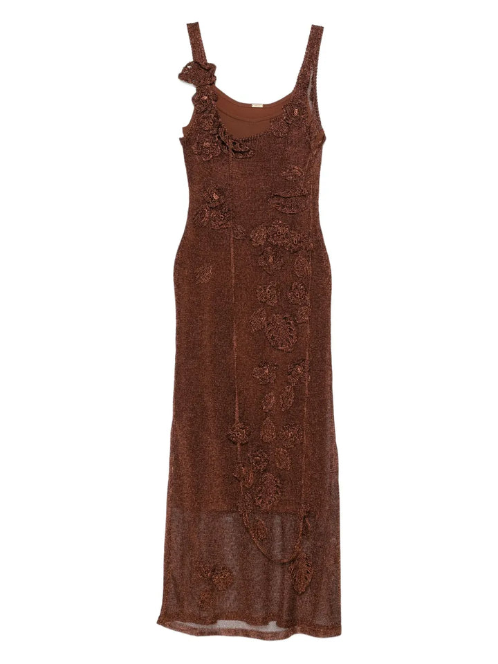 Cult Gaia Pemma Knitted Maxi Dress — Brown — Size XS — Front View